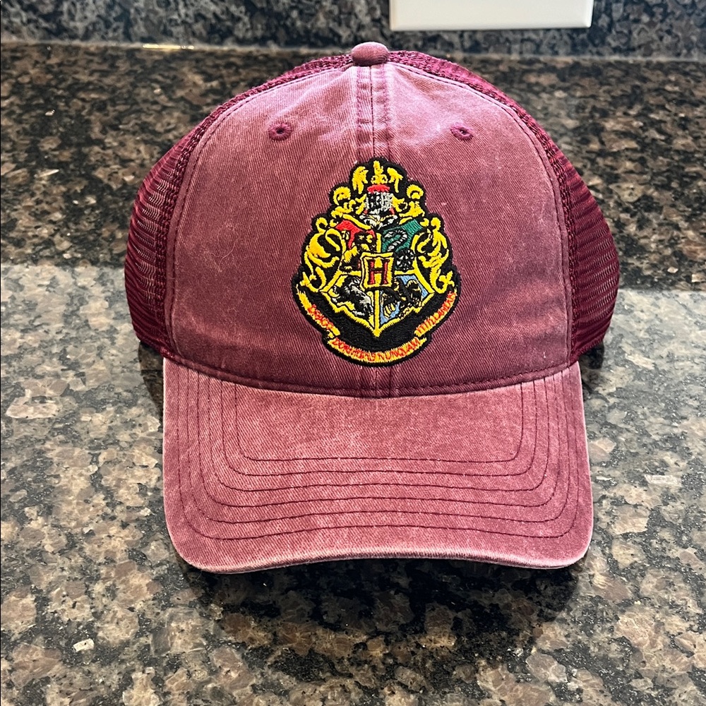 Maroon Hogwarts Crest Embroidered Cap